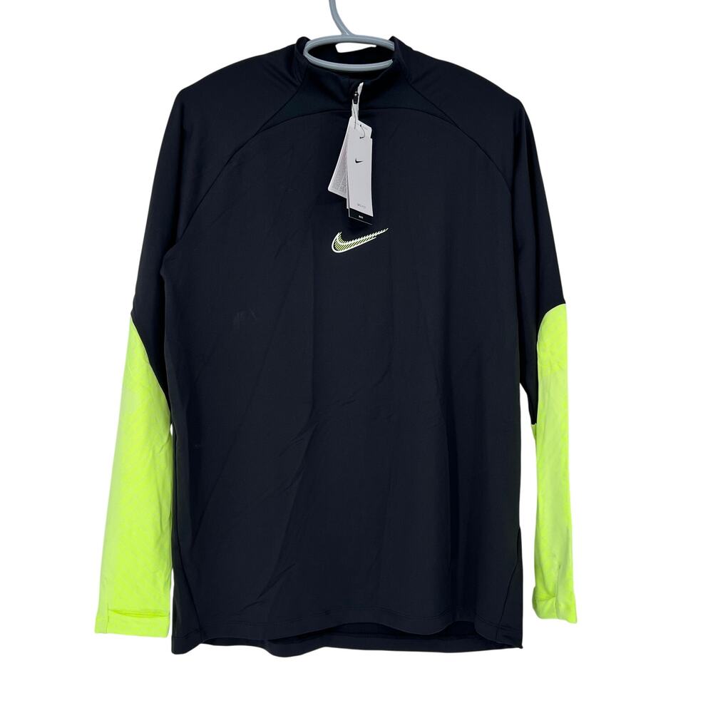 Nike Dri Fit Strike Drill Soccer Top Men's Large Black Volt Yellow DH8732‎